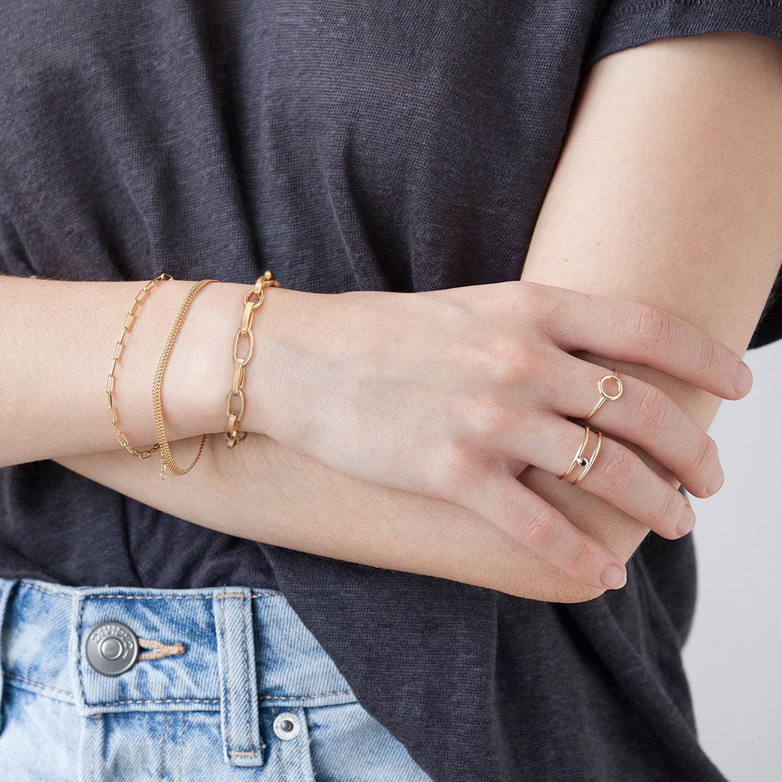 SOFYBJA Personalized Paperclip Oval Link Chain Bracelet for Women Dainty 18k Gold Plated Bracelets Charm Handmade Jewelry for women