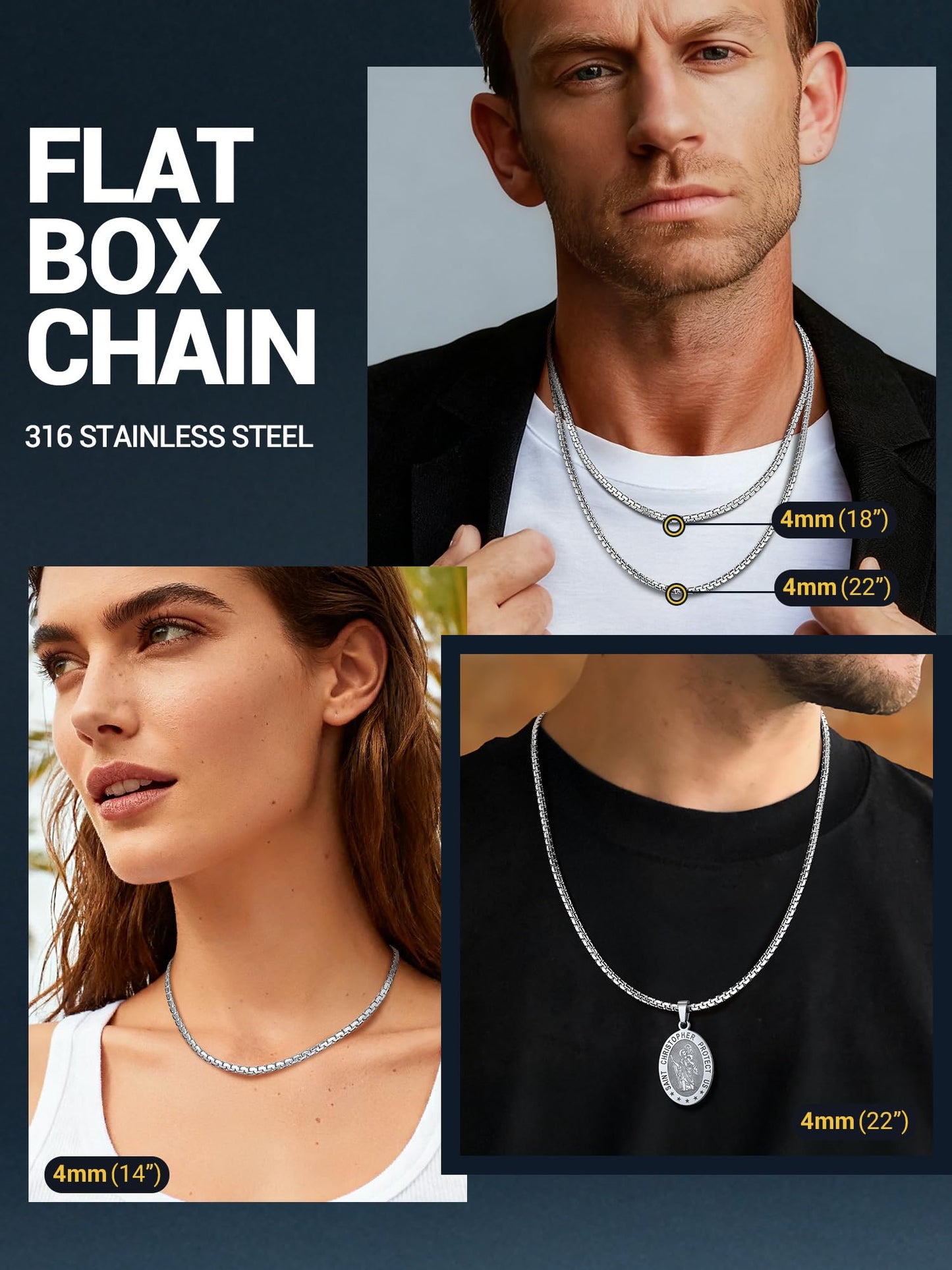 PROSTEEL Stainless Steel Neck Chain Necklace Men Jewelry Link Chain Trendy Necklace