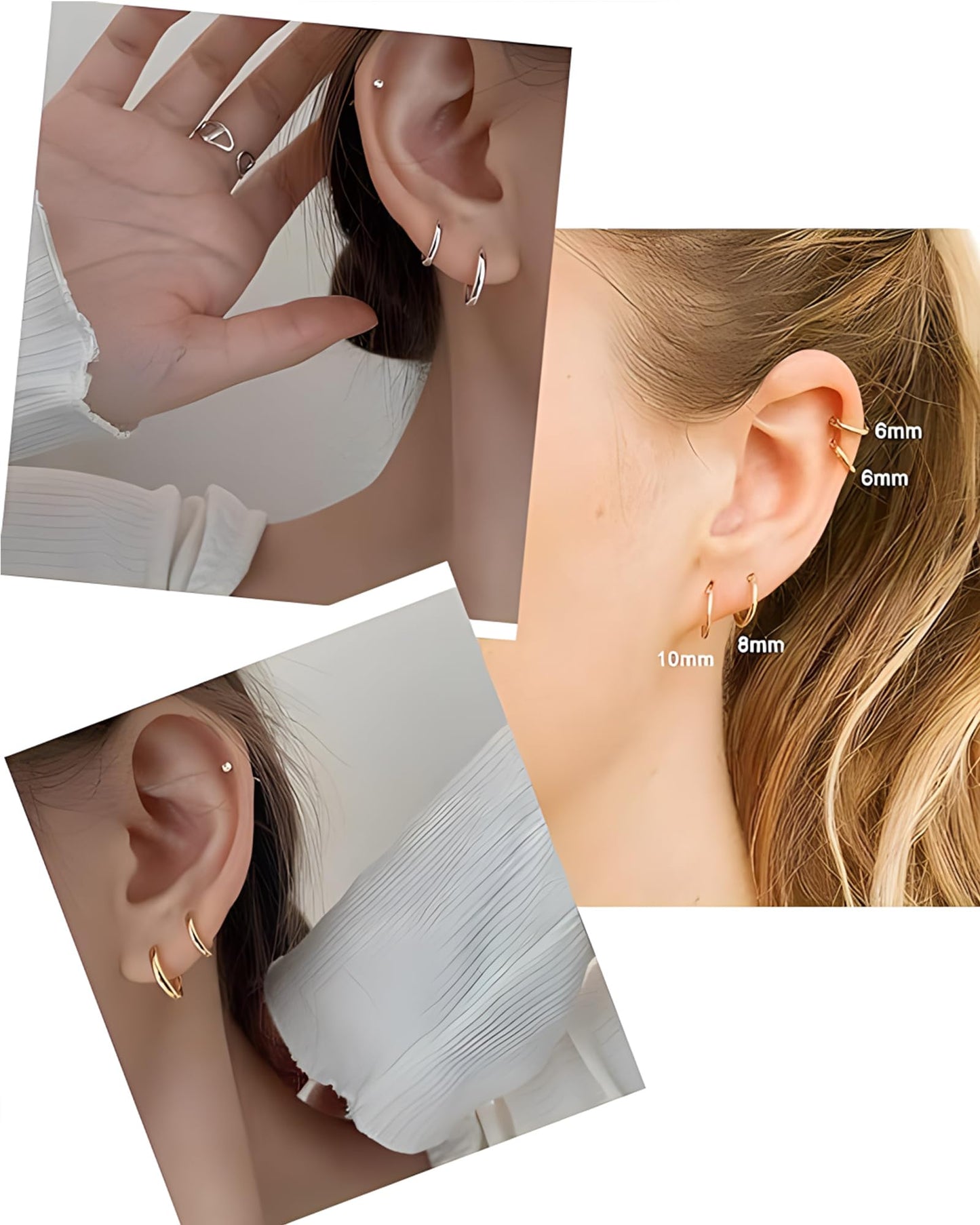 316L Surgical Stainless Steel Huggie Hoop Earrings 14mm Gold Hypoallergenic Earrings Hoop Cartilage Helix Lobes Hinged Sleeper Earrings For Men Women(F01:14mm Gold(THK 2.0mm))