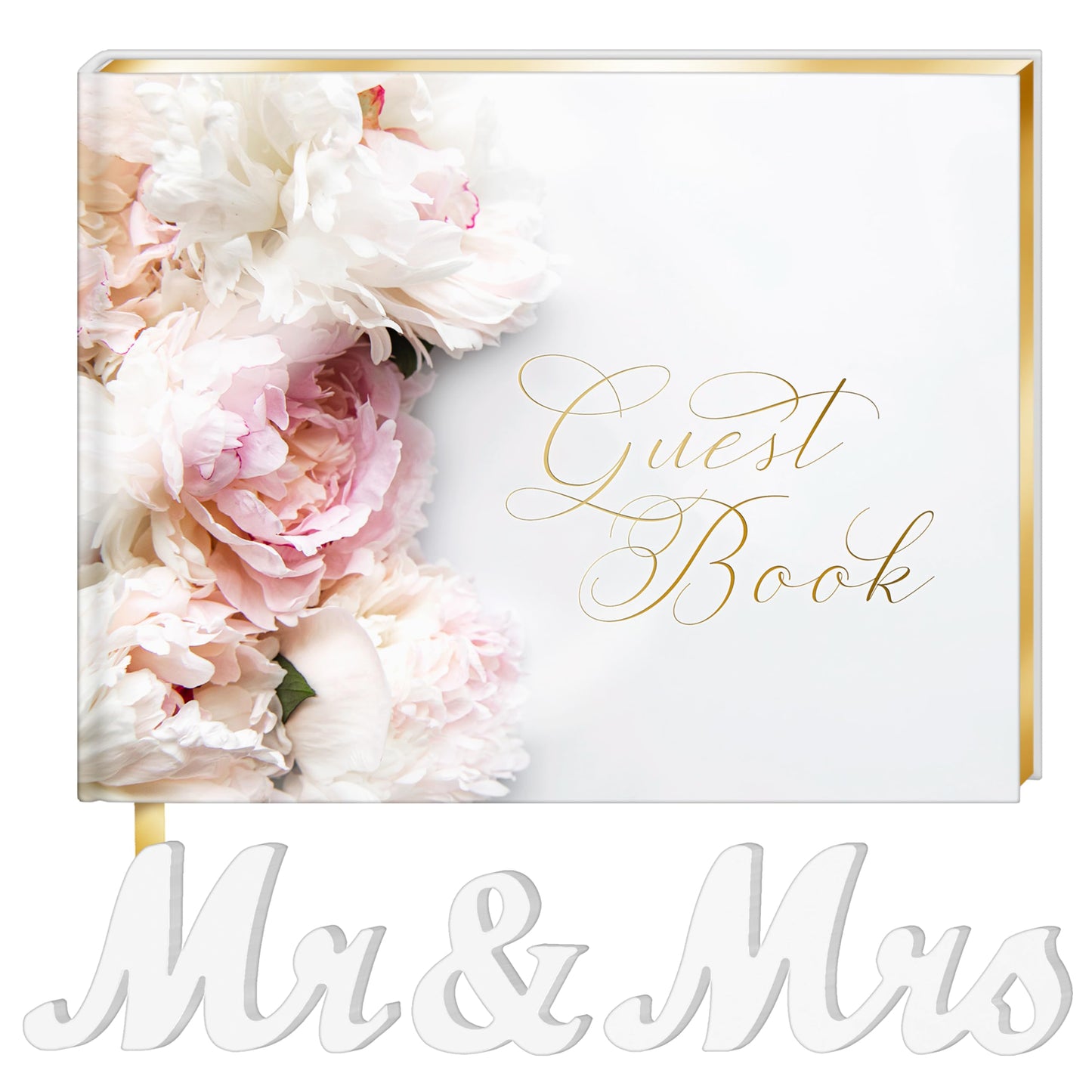CompanyLyon Wedding Guestbook 128 Pages, Guestbook Hardcover, with Additional Letters Mr & Mrs. Guestbooks, Guestbook for Wedding, Guestbook for Wedding, Receptionbooks, Guestbook Wedding Reception.