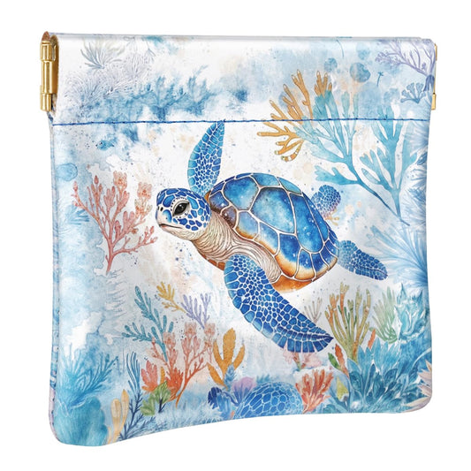 Turtle Coin Pouch Wallet Squeeze Change Purse Small Daisy Flower Leather Mini Coin Purse for Women Coin Pocket