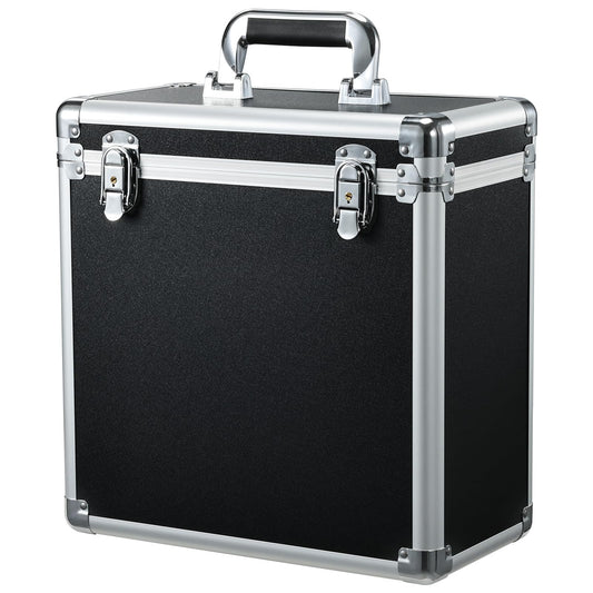 Vinyl Record Storage Case LP Album Collection Display Box Aluminium Water Resistant Vinyl Record Organizer Storage Holds 30+ Valuable Records 7/10/12 Inch Collapsible Storage Crate with Mesh Bag Black
