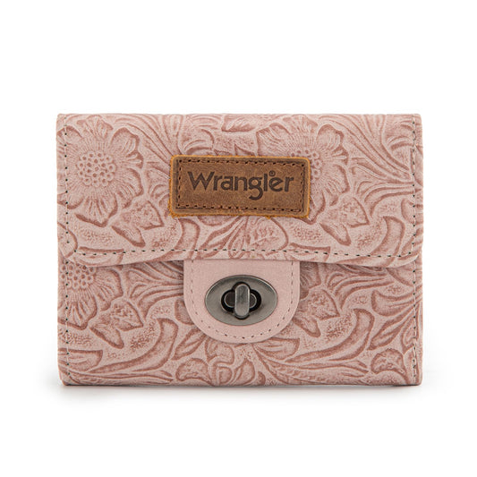 Montana West X Wrangler Small Wallet Minimalist Trifold Women's Wallets Card Cases Western Floral Money Organizers with Rfid Blocking Lining and Zipper Coin Pocket