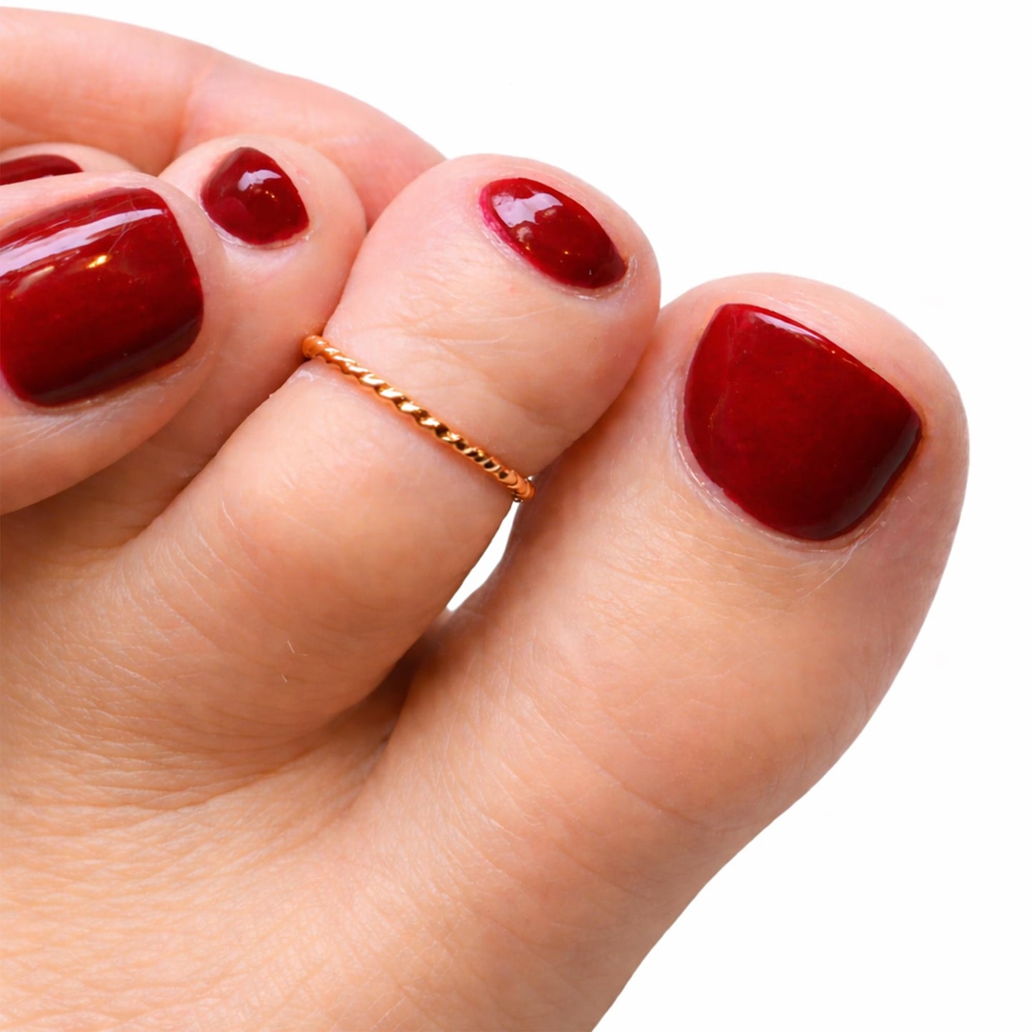 Gold Adjustable Toe Ring – Twisted Rope Design | 14k Gold Filled | Handmade in Maui | Non-Tarnish, Waterproof, Adjustable Fit Toe ring for women (Single Yellow Gold)
