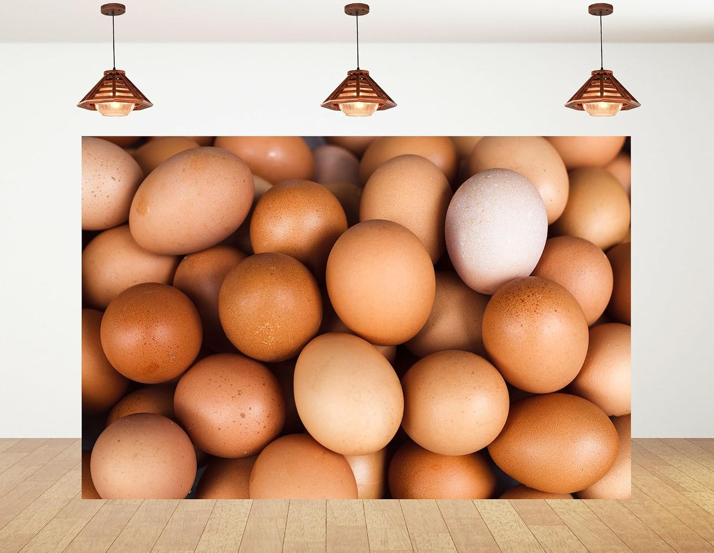 KeyWork 8x8ft Brown Egg Backdrop Farm Produce Photography Background for Party Rustic Farmhouse Themed Events