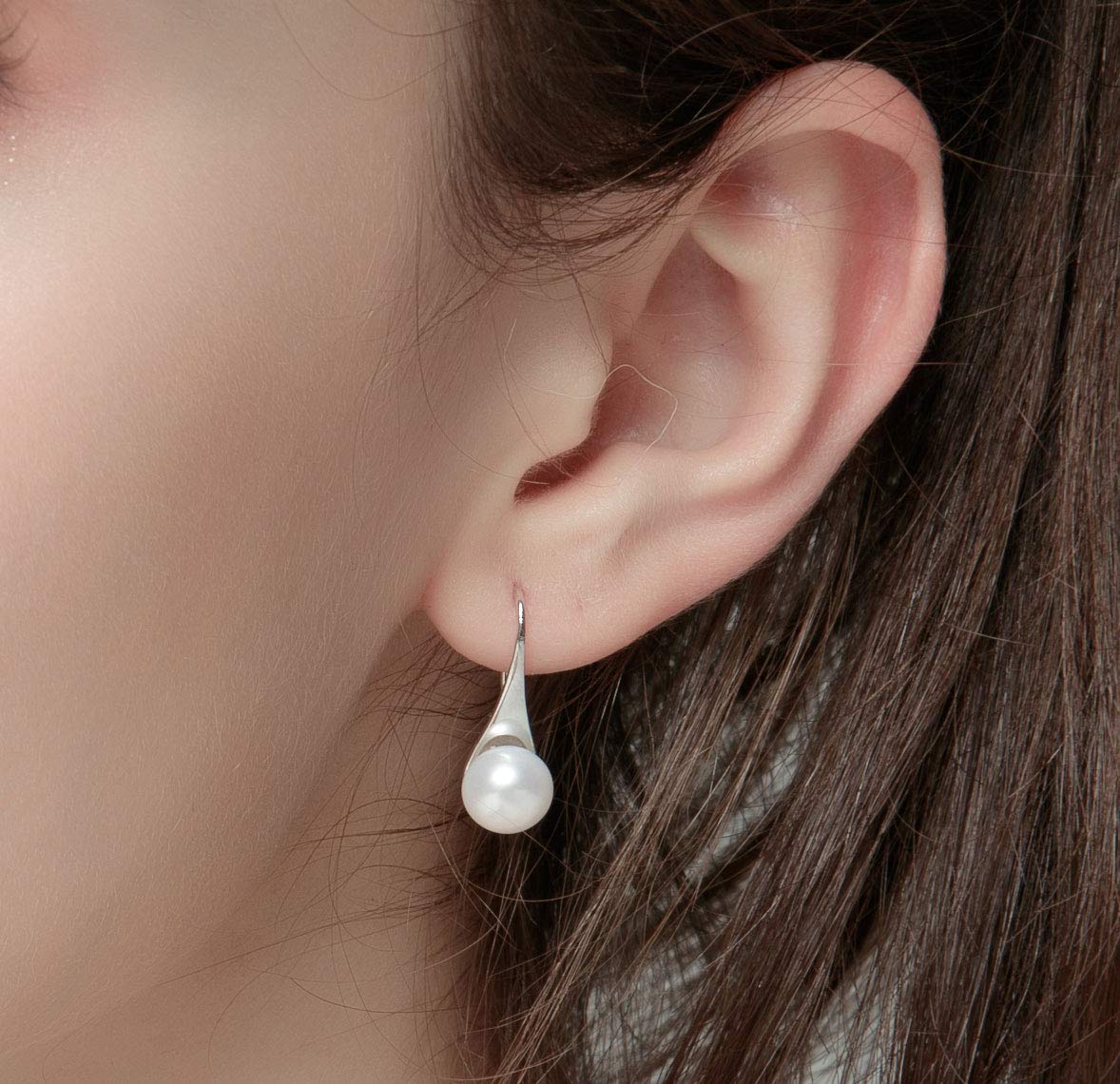 925 Sterling Silver Freshwater Cultured Pearl Dangle Drop Earrings for Women AAA+ Quality 8mm Black Pearl Women's Earrings