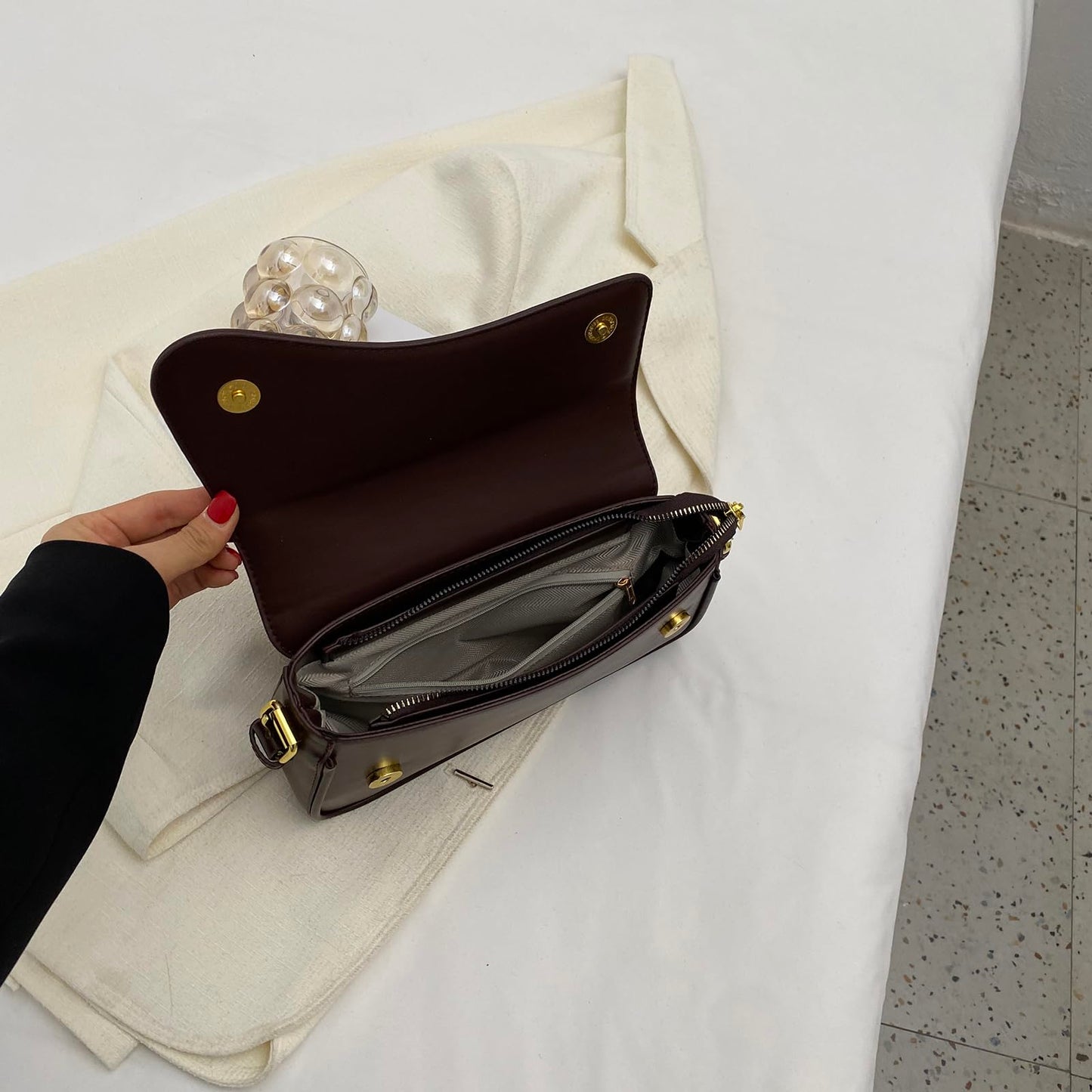 onhtit Small Shoulder Bag for Women Clutch Hobo Purse with Zipper Crossbody Purse Retro Vegan Leather Tote Handbag (02-Coffee Color)