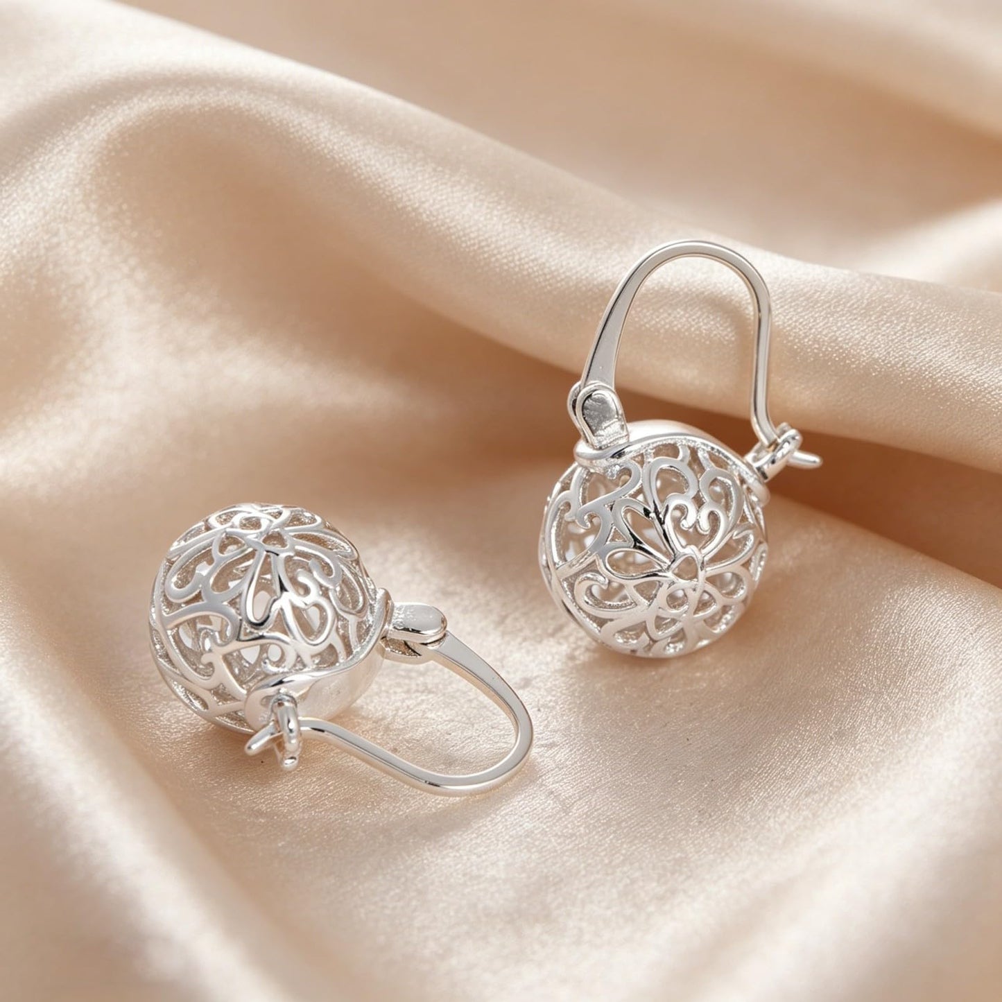 OwMell Elegant 925 Sterling Silver Pearl Drop Earrings Dangle Stud Silver Plated Earrings for Women Large Size 12mm - Celtic Knot Silver