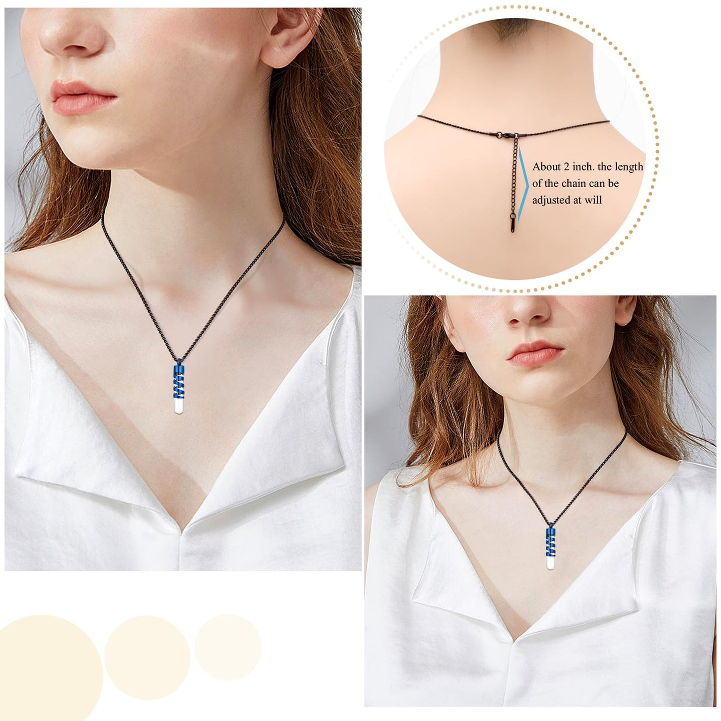 Cremation Jewelry for ashes Clear Glass Tube Cylinder urn Pendant Stainless Steel Urn Necklace Memorial Jewelry Ashes Necklace Cremation Keepsake for Men Women