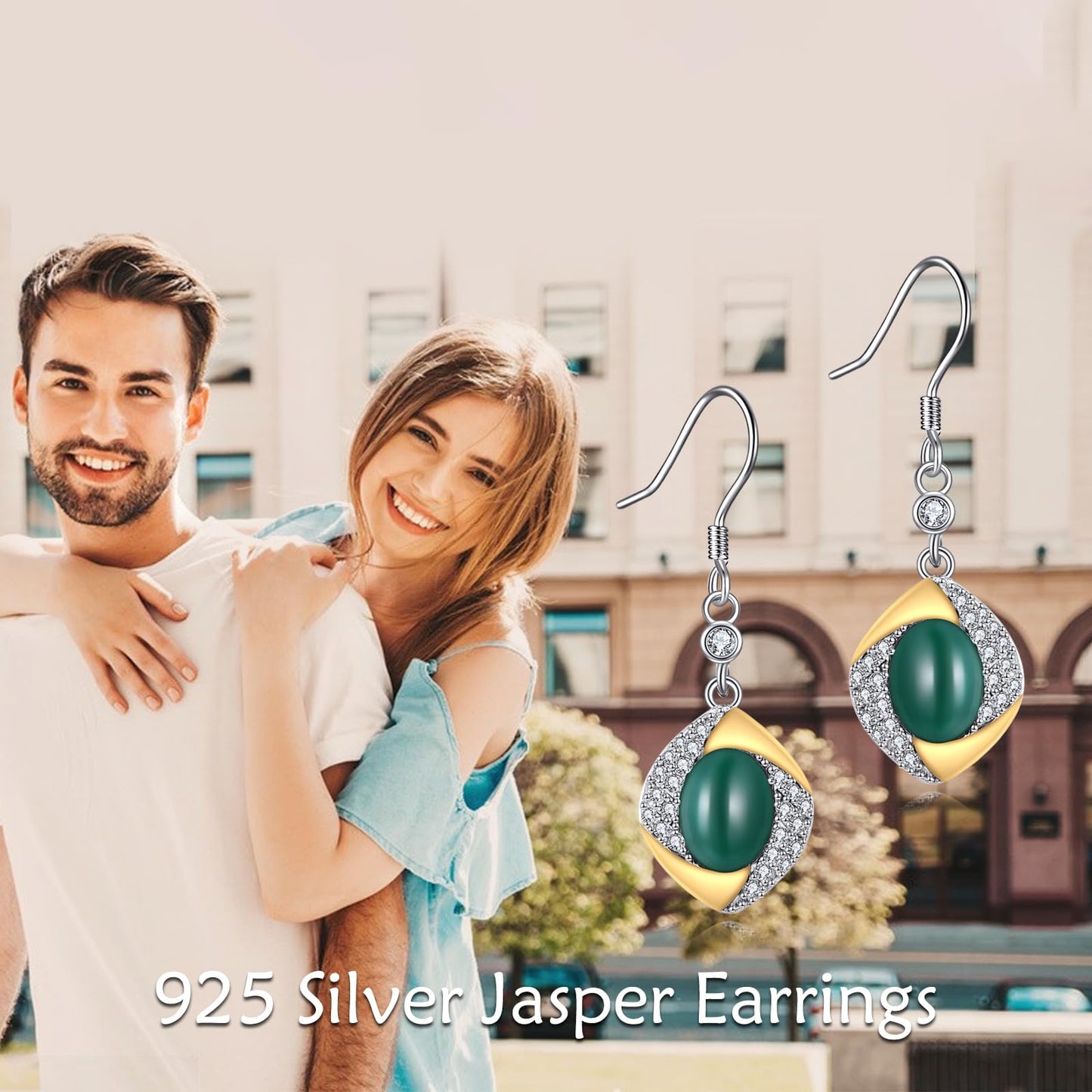 Jade Drop Dangle Earrings 925 Sterling Silver Jewelry Gifts for Women