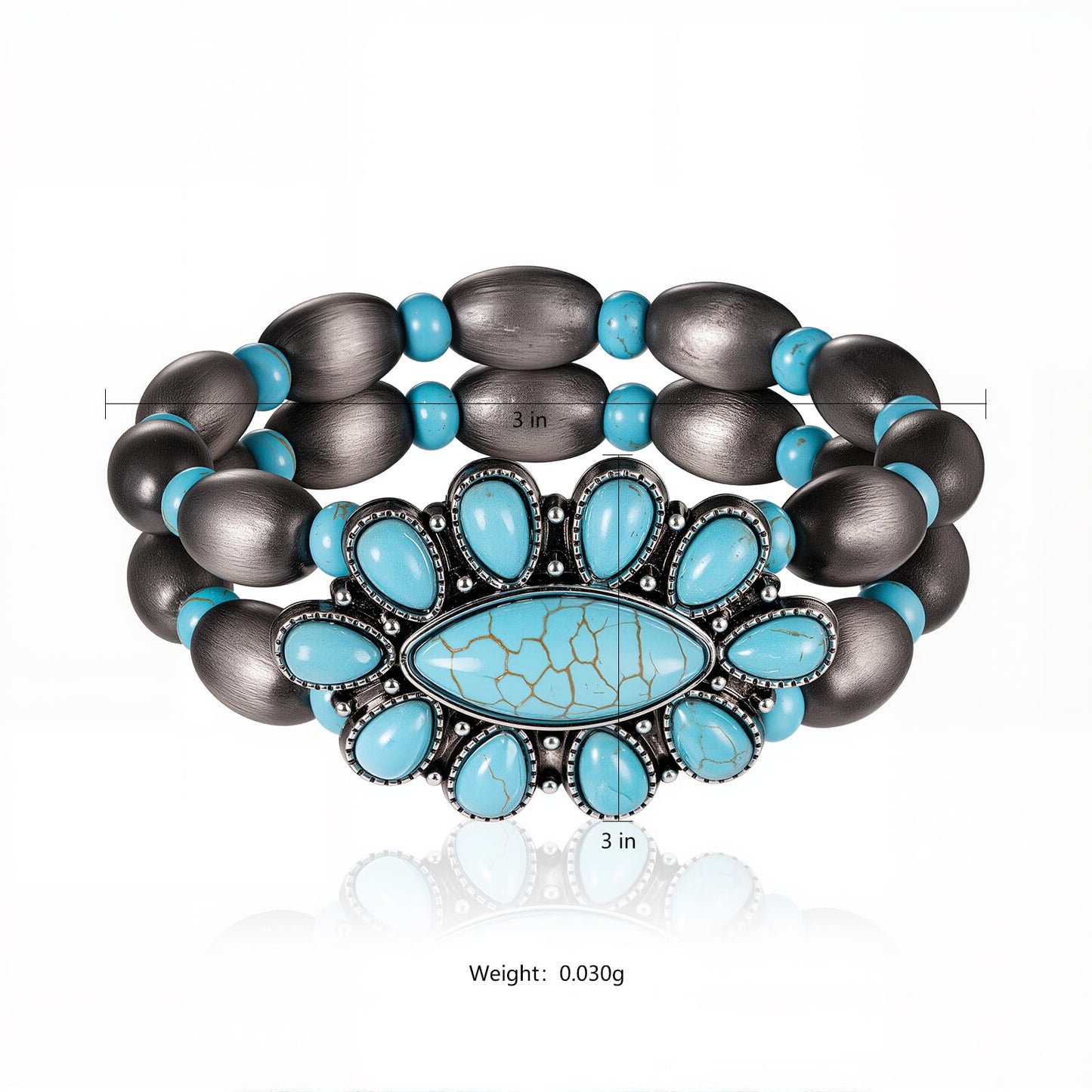 Montana West Rustic Couture's Jewelry Western Navajo Beaded Turquoise Cuff Bangle Bracelets Bohemian Vintage Elastic Bracelet for Women Cowgirl RCW-WH06TQ