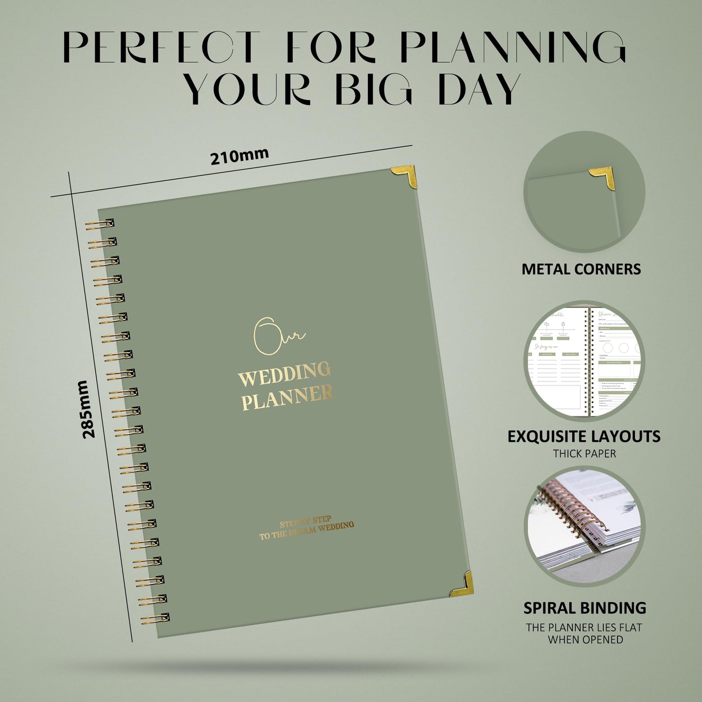 Wedding Planner Book and Organizer - A4 Wedding Planning Book with Checklist, Calendar & Tips - Makes Your Countdown Planning Easy - Engagement Gifts for Newly Engaged Couples, Future Brides & Grooms