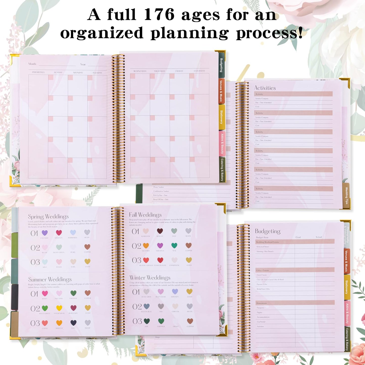 VinTS 176 Pages Wedding Planner,Wedding Planner Book and Organizer,9" x 11" Hardcover Engagement Wedding Planner Gift for Couples,Brides