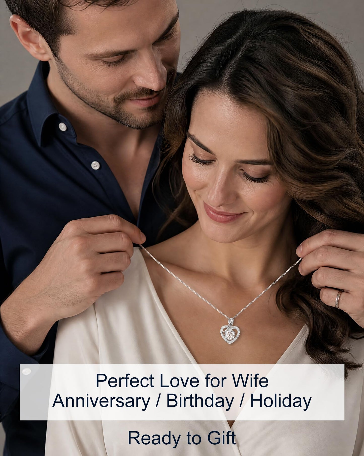 N9NEMUSES Rose Heart Pendant Necklace Gifts for Wife, 2 Carat Moissanite Necklace, 925 Sterling Silver Anniversary Birthday Gifts for Women, Jewelry Gifts for Wife Mom Daughter