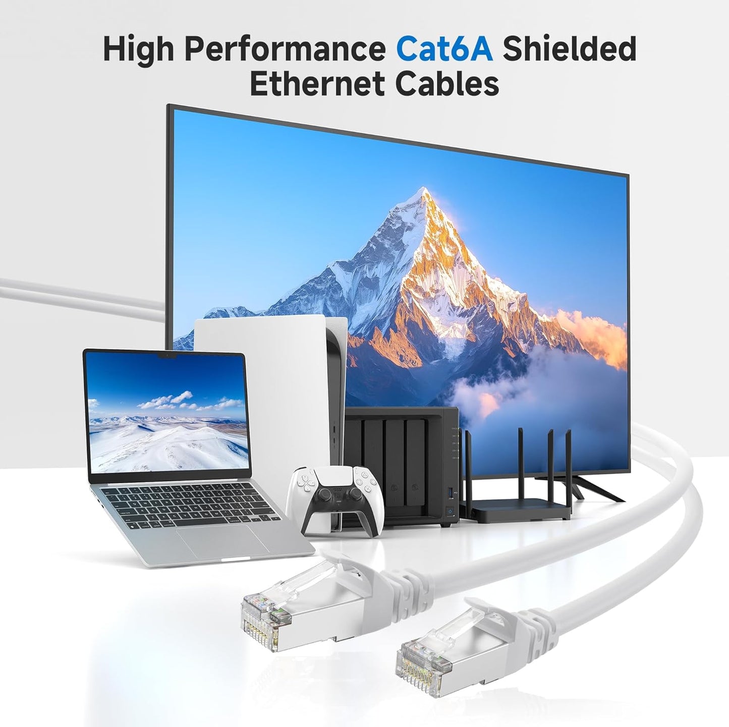 10Gbps 6A 50ft, 6A Cat6A Cable Matters Snagless Shielded Cat Ethernet Cable - Cat Cable, Cord, Ethernet Cord, White
