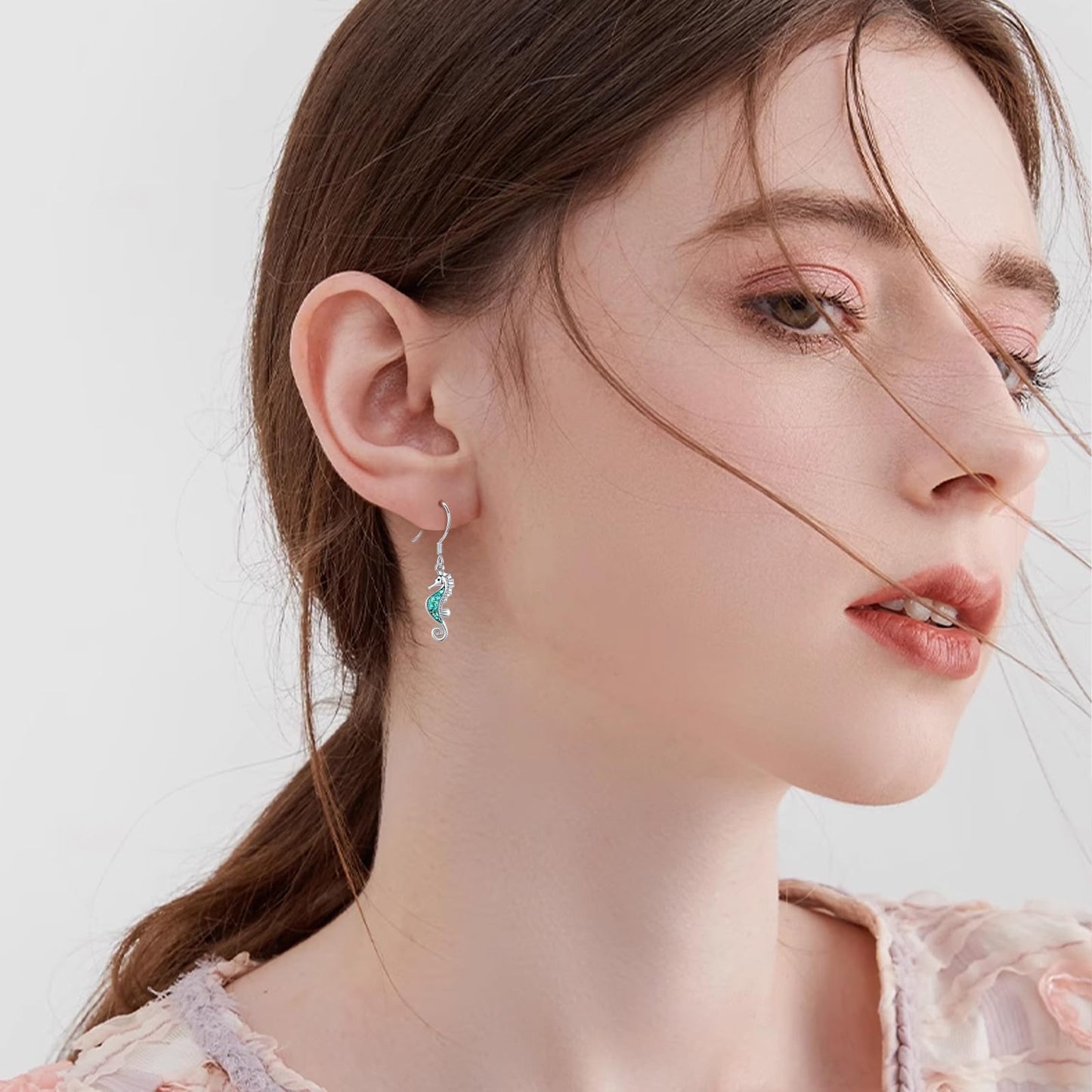 YYmqmq Seahorse Earrings for Women Girls 925 Sterling Silver Ocean Dangle Drop Earrings Turquoise Sea Beach Themed Jewelry Seahorse Gifts for Daughter Girlfriend