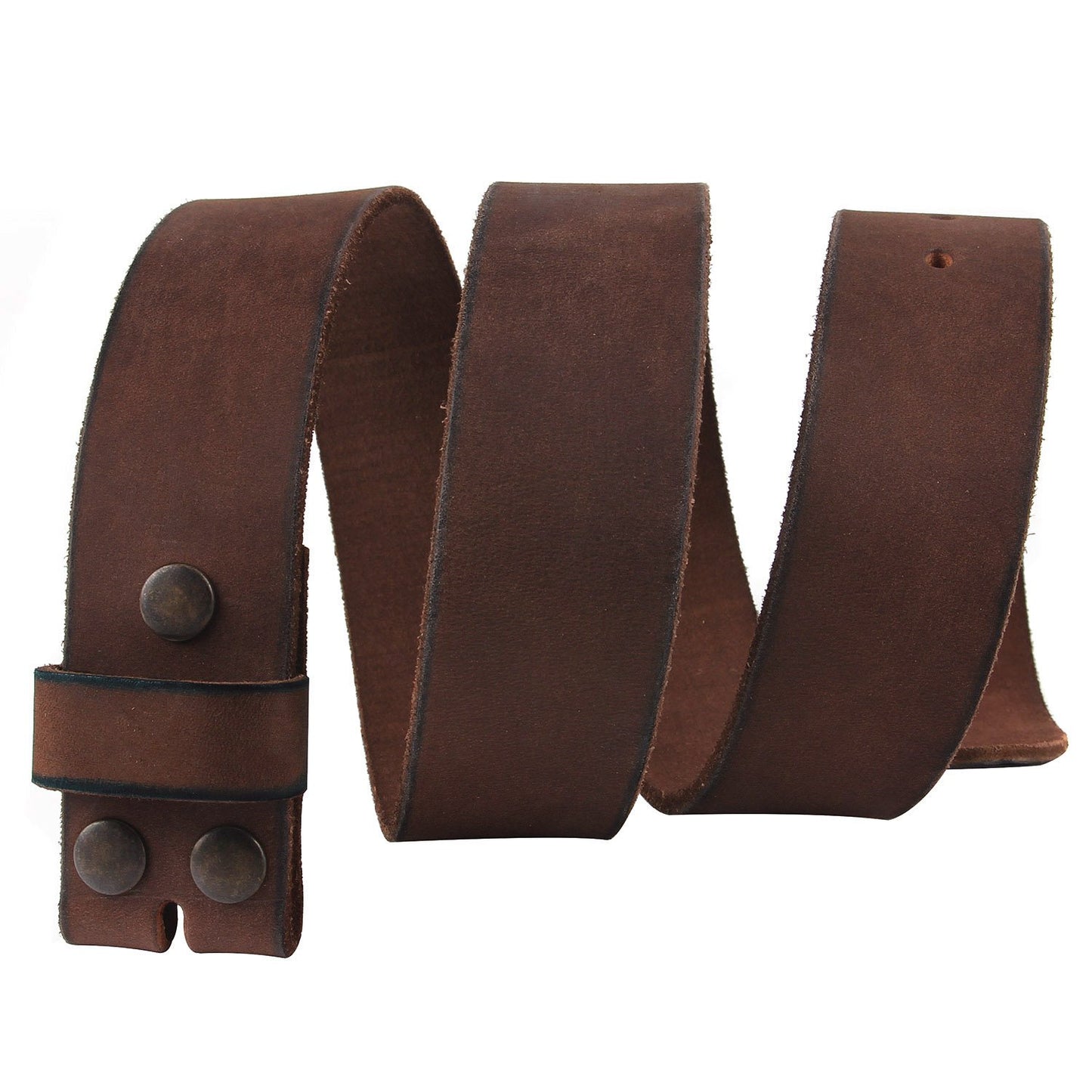 NPET Mens Leather Belt Full Grain Vintage Distressed Style Snap on Strap 1 1/2" Wide Coffee 36"-38"