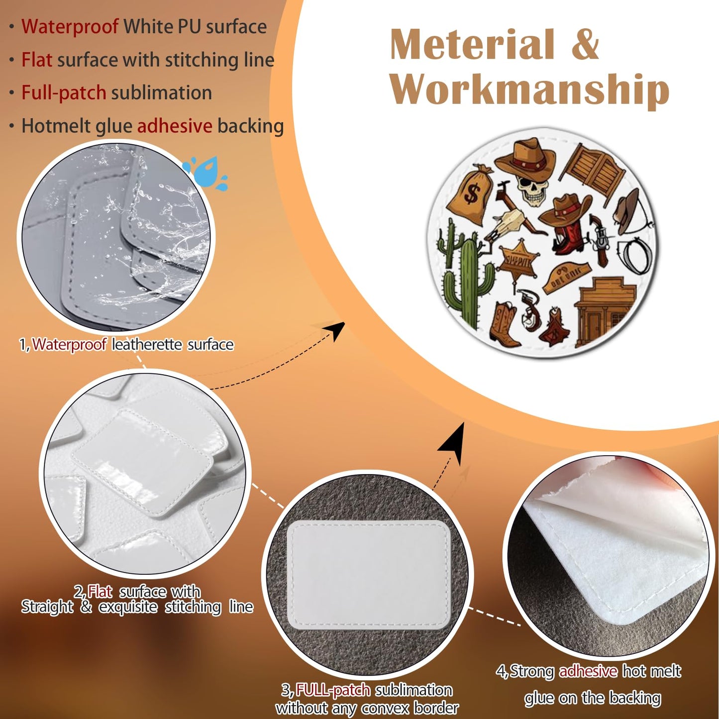 iFForce Full Sublimation Patches with No Border - 30 Pcs Iron on Blanks White Waterproof Smooth Glossy Material - Heat Press Rectangular Patch Adhesive for Hat Cap Clothes Business