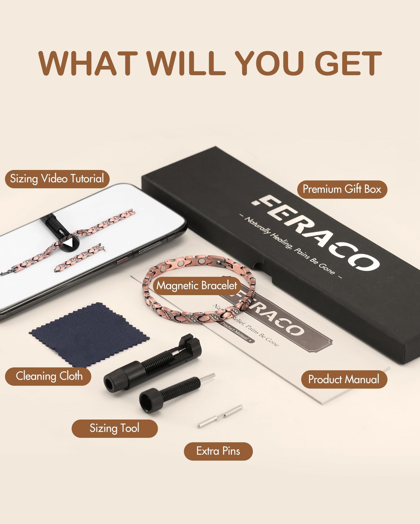 Feraco Pure Copper Bracelets for Women, Ultra Strength Magnetic Bracelet with 3500 Gauss Magnets & Sparkling Cubic Zirconia, Adjustable, Infinite Symbol