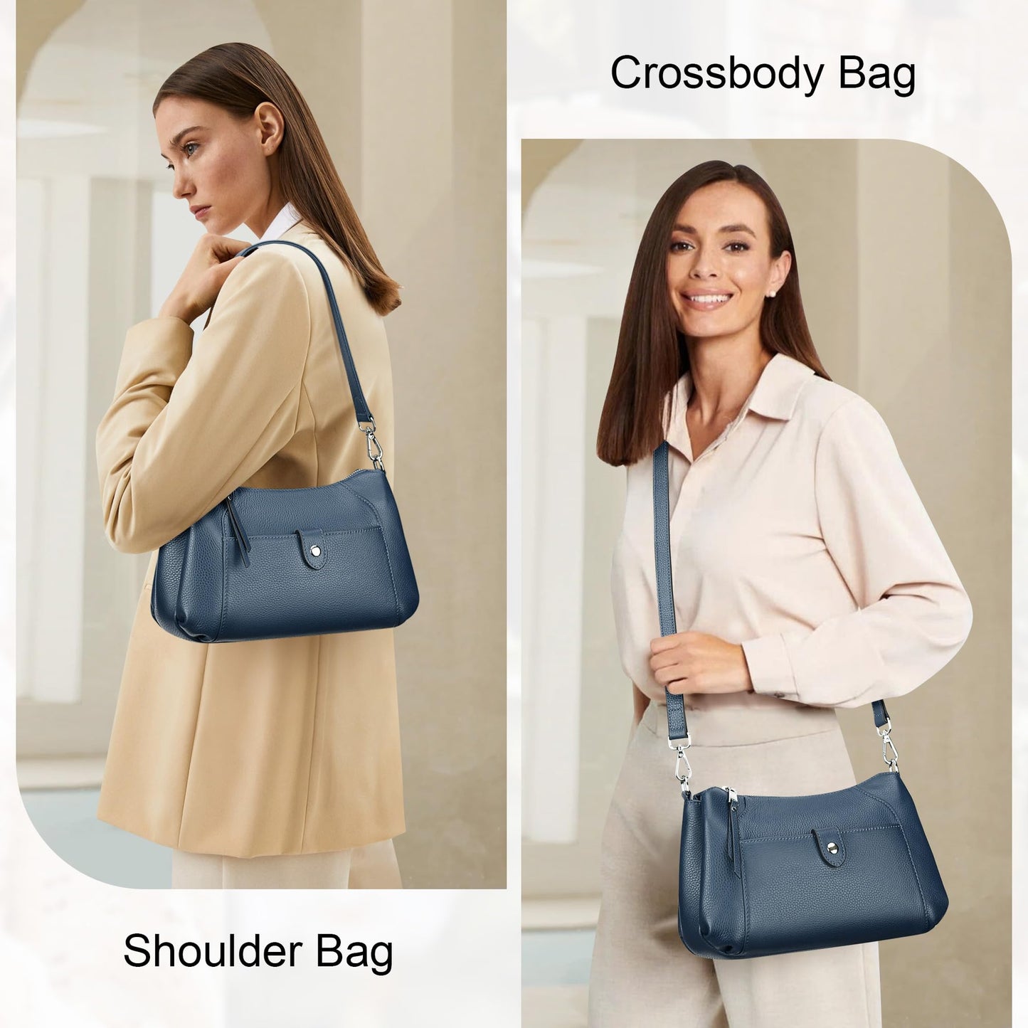 Over Earth Genuine Leather Small Hobo Crossbody Bags for Women Shoulder Purses and Handbags(O189E Indigo Blue)