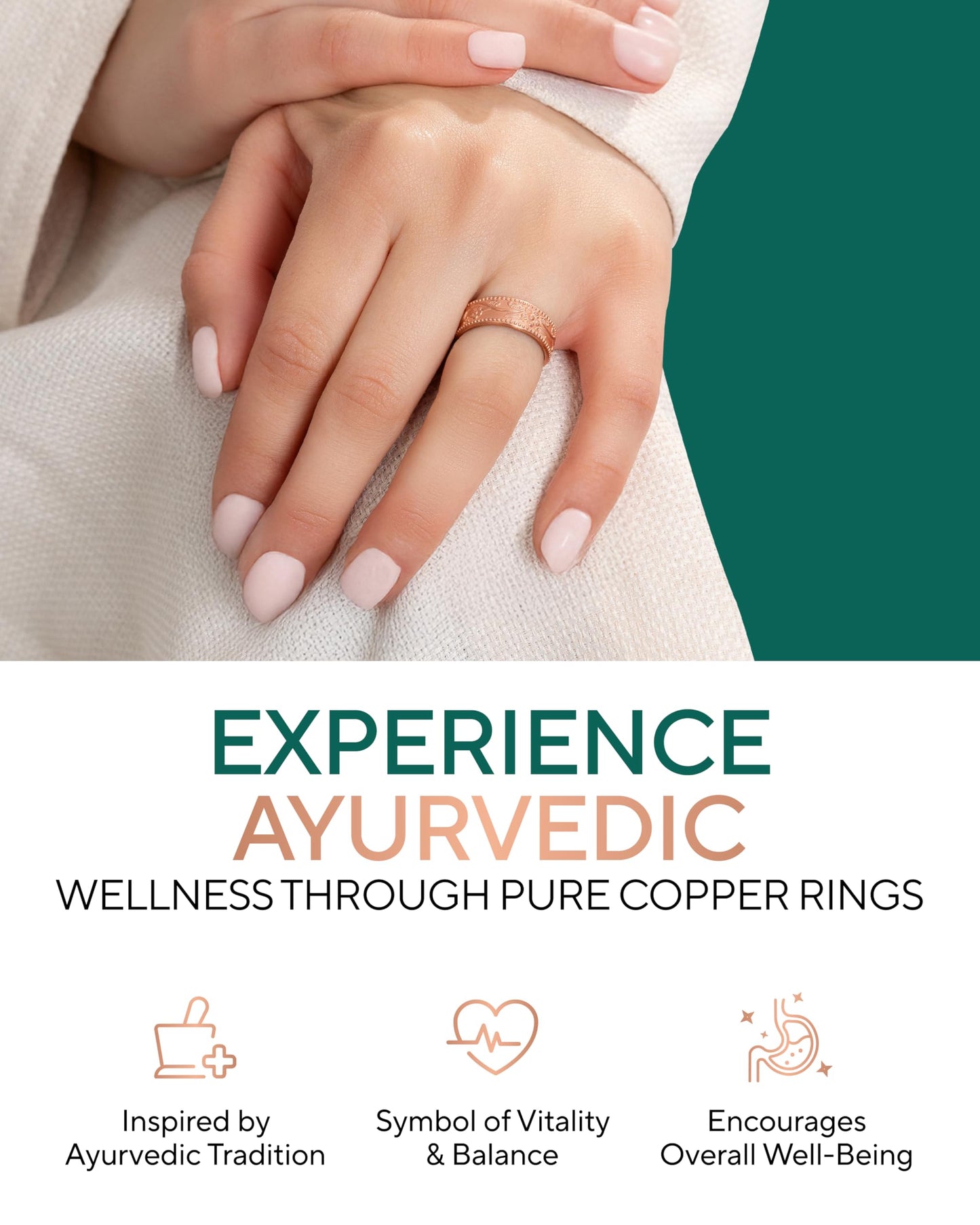TheraCopper Pure Copper Rings for Women & Men (2-Pack) — 100% Pure Copper Ring — Raw, Solid & Uncoated Authentic Handmade Open-End Adjustable Ayurvedic Jewelry Rings (6mm Domed)
