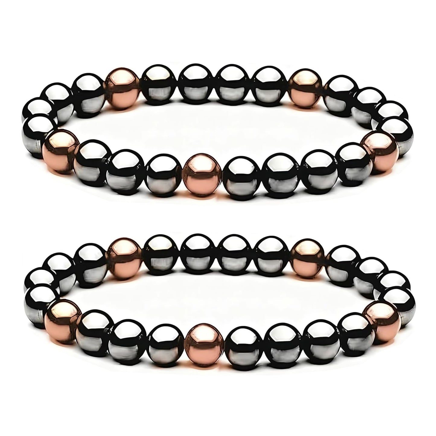 Drkao Woman Copper Bracelets Hematite Magnet Bracelet for Woman Man, Magnetic Therapy Bracelets Christmas Gift of Love Valentine's Day Aniversary Gift Health to Family Pulseras Magneticas For Mother Copper Red 2 Pack