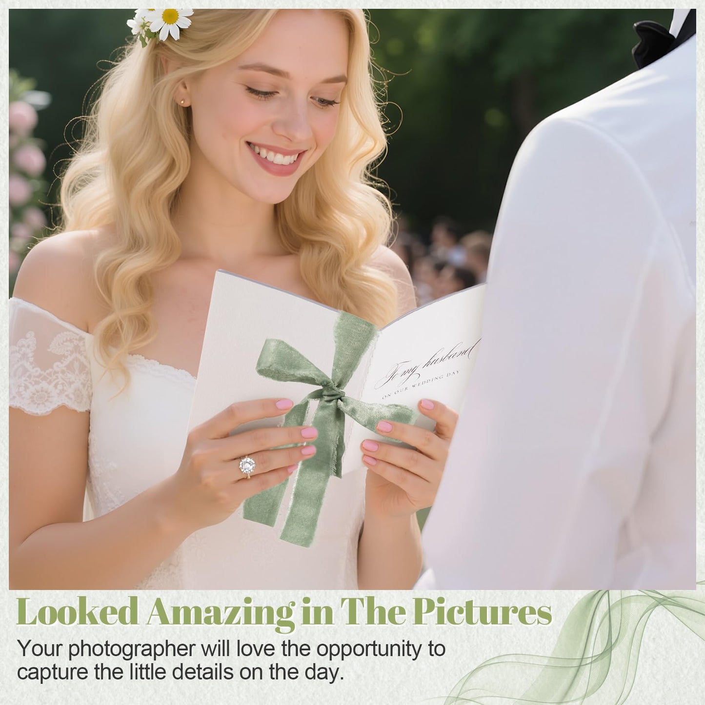Engrowtic 2 Set Wedding Vow Books to My Husband Wife Vow Books with Silk Ribbon and Envelopes Wax Seals A6 Bride and Groom Guestbook for Bridal Shower Engaged Couple Wedding Essential(Sage Green)