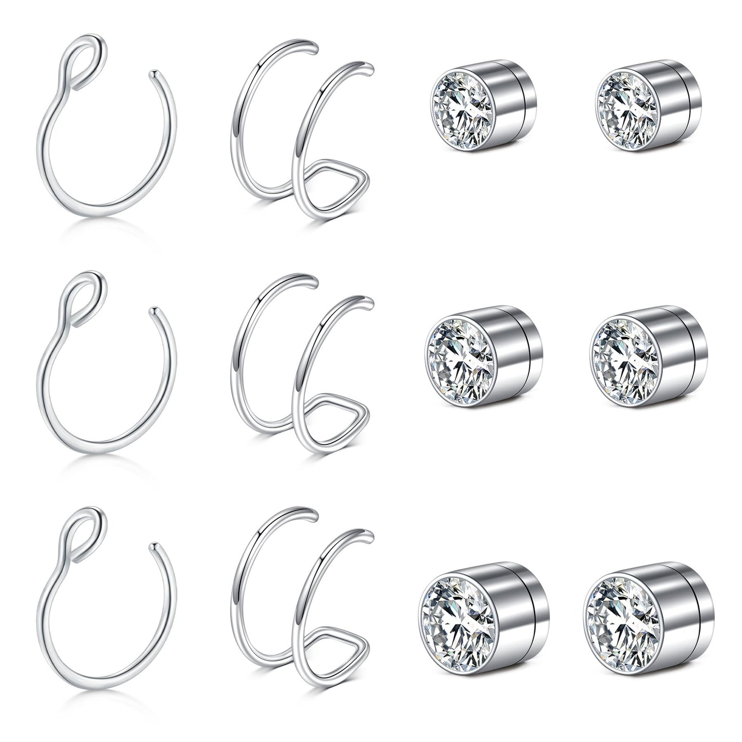 JFORYOU FORYOU Fake Nose Ring Fake Nose Piercing Fake Nose Rings for Women Fake Nose Ring Hoop Faux Nose Piercing Clip on No Pierced Non Piercing Faux Body Piercing Jewelry for Women Men