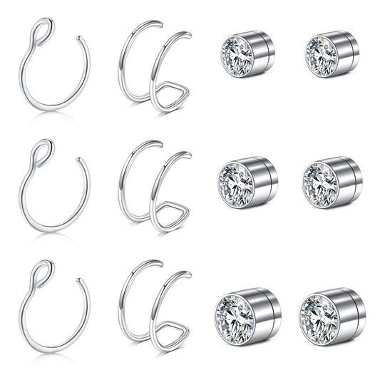 JFORYOU FORYOU Fake Nose Ring Fake Nose Piercing Fake Nose Rings for Women Fake Nose Ring Hoop Faux Nose Piercing Clip on No Pierced Non Piercing Faux Body Piercing Jewelry for Women Men