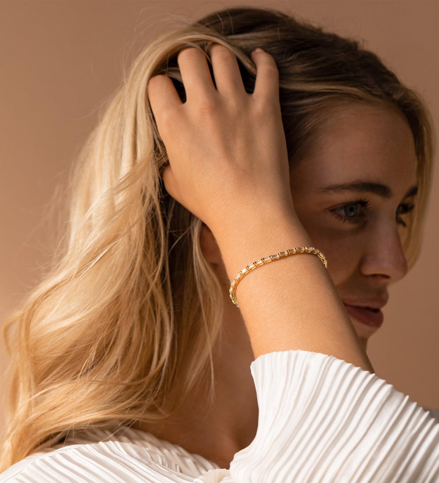 MBW 14K Gold Plated Bracelets for Women, Dainty Tennis Bracelet Set Stackable Bracelets CZ Tiny Cute Heart Figaro Link Chain Bracelet Minimalist Waterproof Jewelry for Women Trendy
