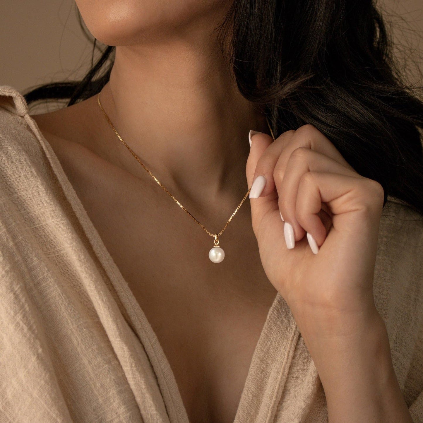 Sargetou Pearl Necklace for Women,14k Gold Plated Waterproof Small Cute Dainty Choker Necklace Drop Vintage Single Pearl Chain Trendy Jewelry Fashion Gift