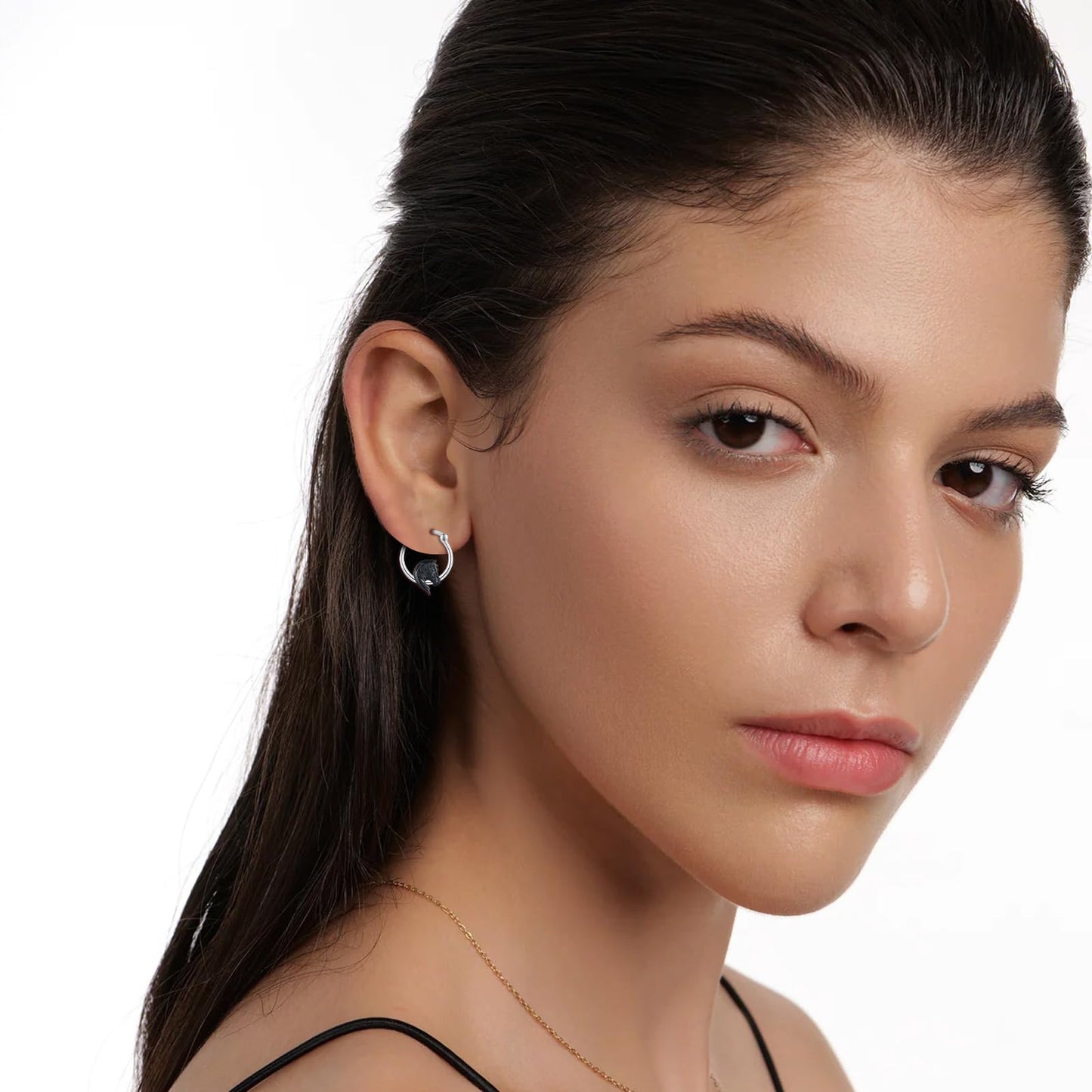 JUSTKIDSTOY Horse Earrings for Women 925 Sterling Silver Black Horse Hoop Earrings Jewelry Christmas Graduation Gifts for Daughter Her Girlfriend