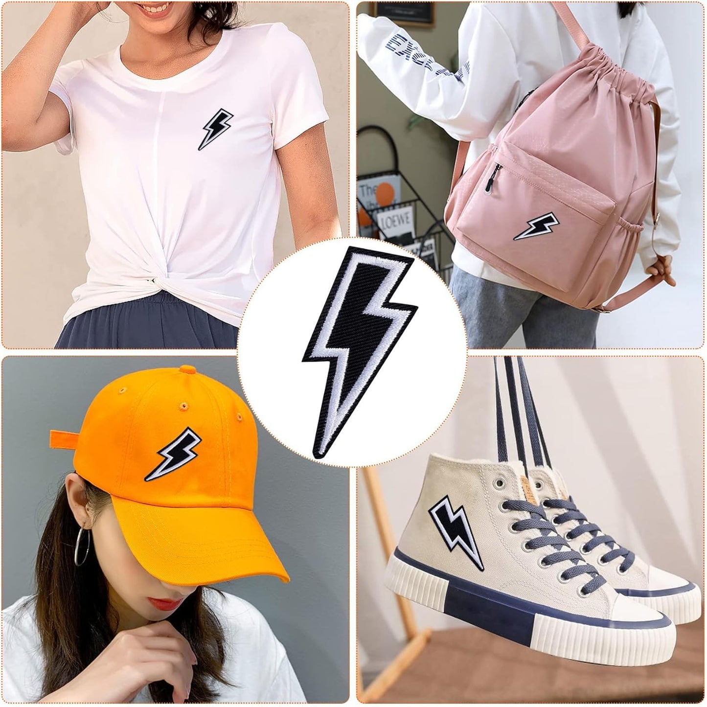 Deokdam 75PCS 5Colors Lightning Iron-on/Sew-on Embroidered Patches,Bolt Applique for Clothes, Dress, Hat, Jeans, DIY Accessories