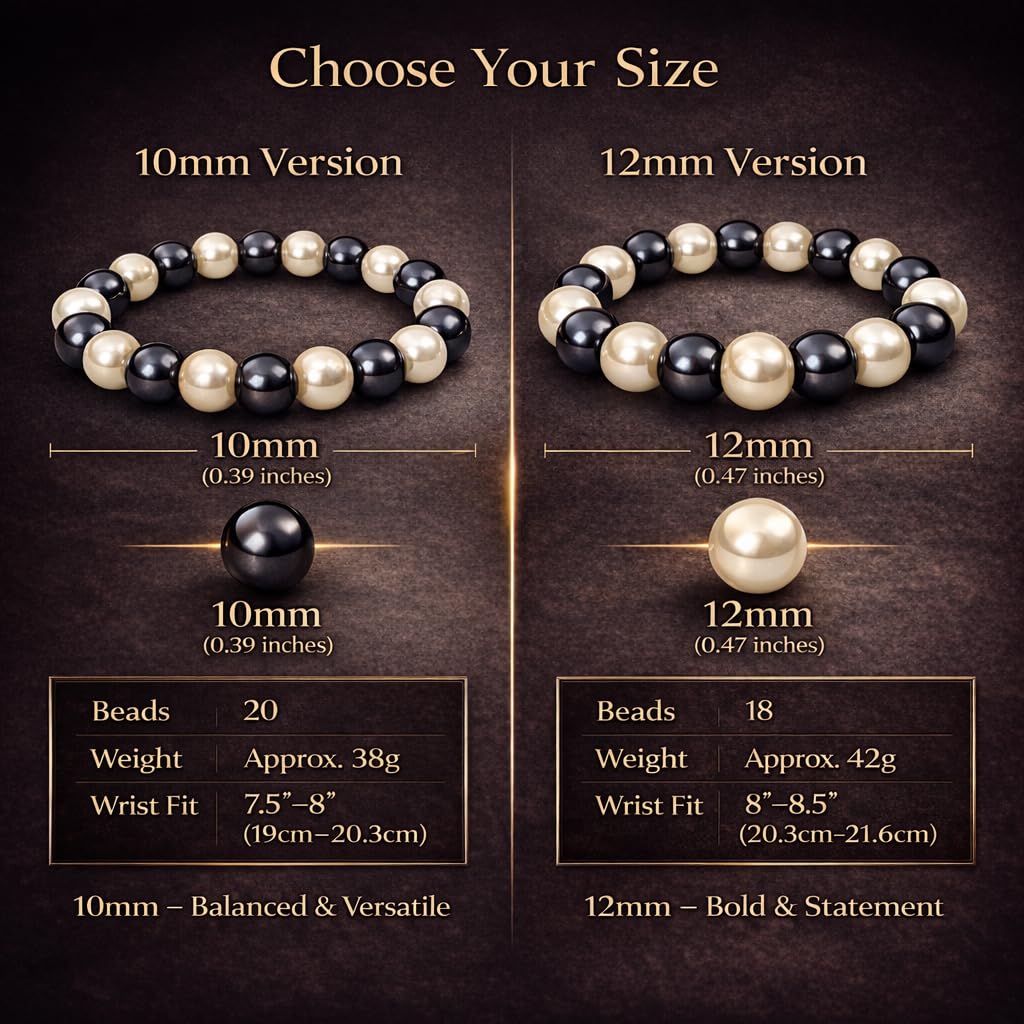 38 Magnetic Therapy Hematite beaded Bracelet For Women And Men Power Gemstone Crystal Unisex Macrame (Faux Pearl Hematite, 10, millimeters)