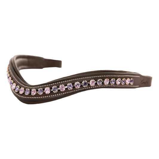 Exion Horse Browband for English Bridle | Curved Shape Padded Equestrian Browband for Show & Dressage | Tanzanite, Violet Crystal Browband for Horses
