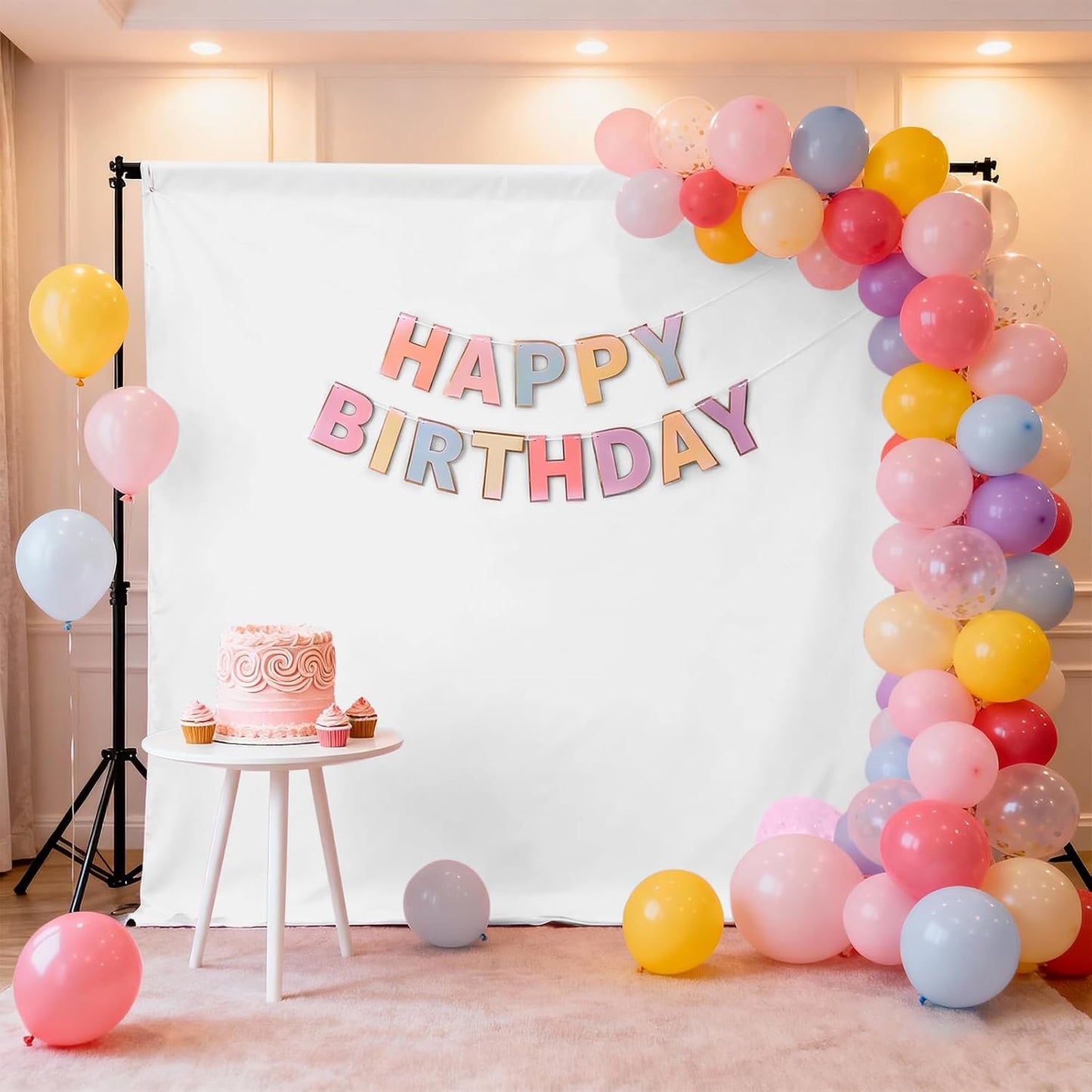 LYLYCTY 8x10ft White Portrait Backdrop Zoom Meeting, Game Live Steaming and Photo Studio Shooting Props