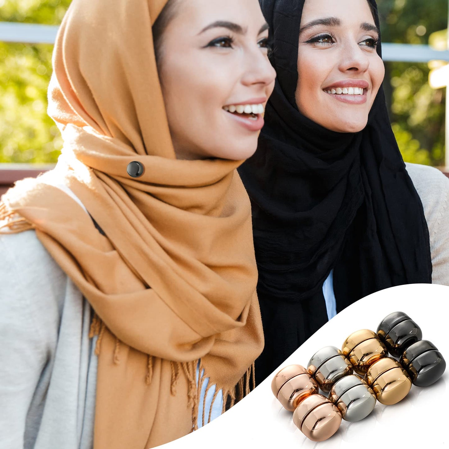8 Pairs Strong Hijab Magnets Multi-use Pinless Hijab Pins Women for Scarf Dress Cleavage Muslim Magnetic Buttons Veil Pins(Light Style)