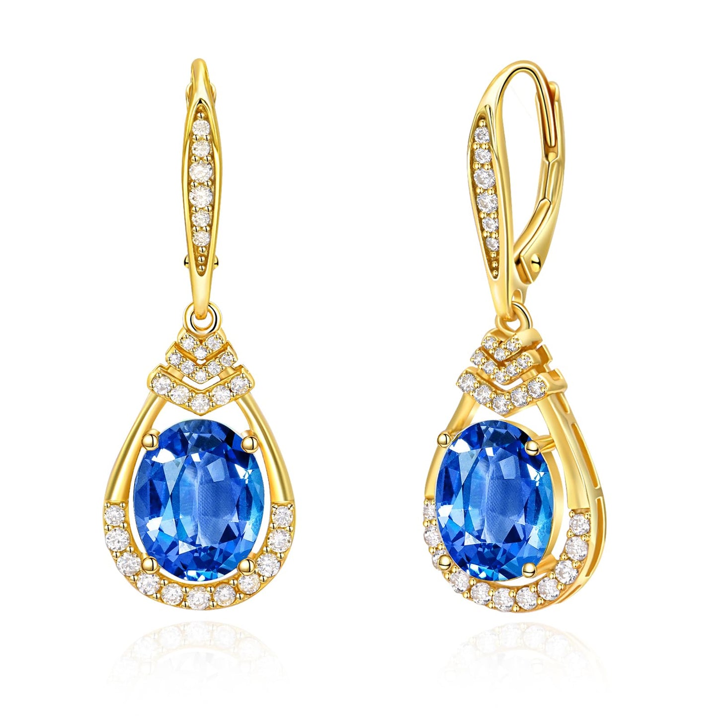 Blue Topaz Dangle Earrings for Women 18K G Plated Sterling Silver December Birthstone Teardrop Leverback Drop Earring for Mom Lady Wedding Jewelry Gifts for the Bride BirthdayDay Gifts