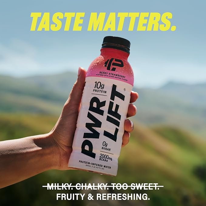 Whey Protein Water Sports Drink by PWR LIFT | Orange Mango | Keto, Vitamin B, Electrolytes, Zero Sugar, 10g of Protein | Post-Workout Energy Beverage | 16.9oz (Pack of 12)