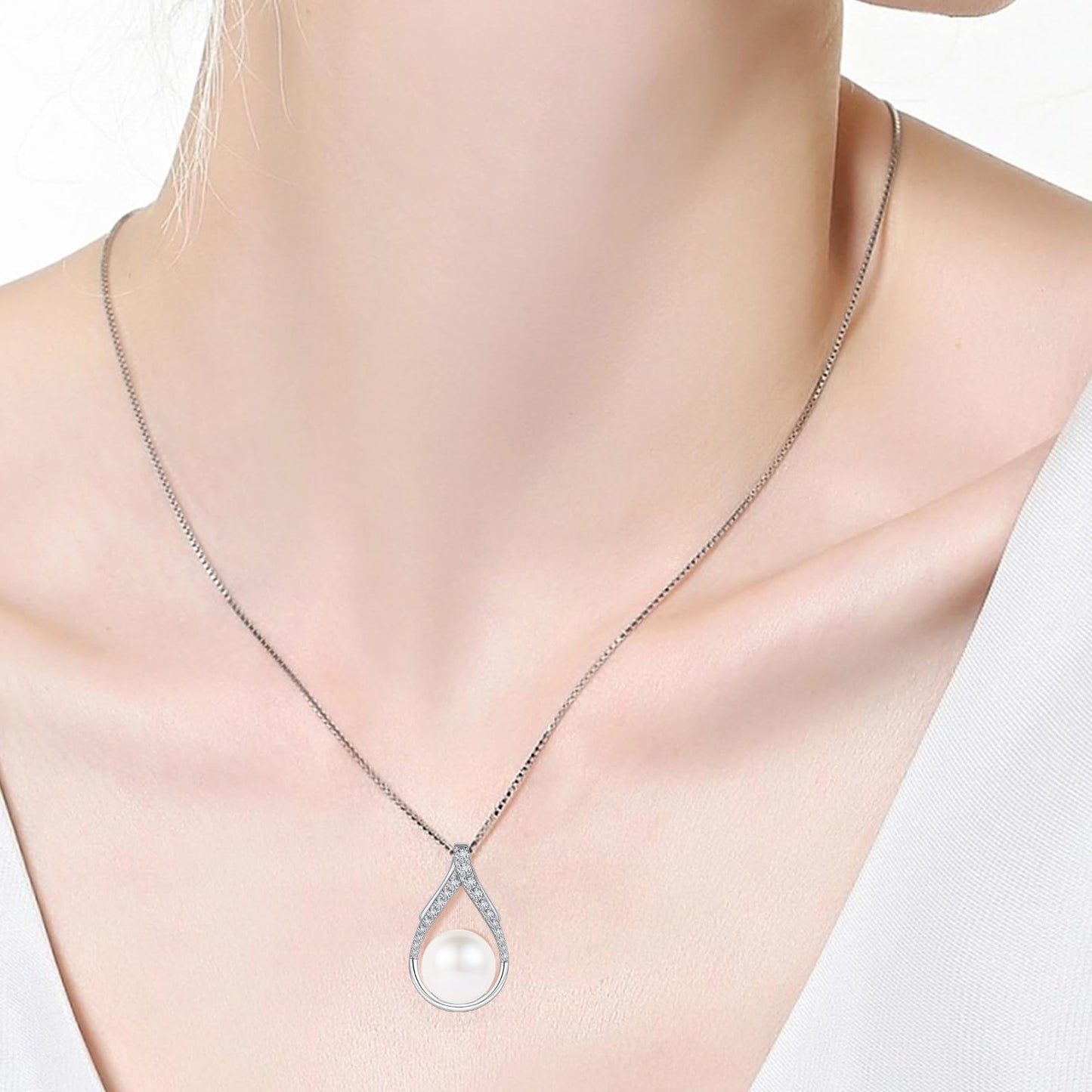 NONNYL Gift for Women Wife- Mothers Day Gifts for Mom Her Couples Present Girlfriend, Gift for Wife Birthday Wedding Anniversary Jewelry Christmas Day Valentine's Gifts- Pearl Necklace