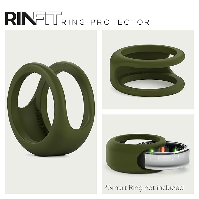 Rinfit Smart Ring Protector - Silicone Ring Enhancer for Active Lifestyle and Gym - StyleFit U.S. Design Patent - Green, Size 6