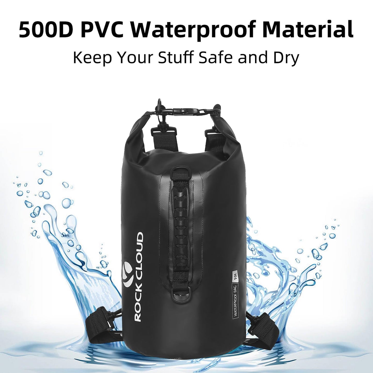 ROCK CLOUD Dry Bag Waterproof 10L Dry Sack for Kayaking Rafting Boating Beach Surfing Swimming Canoe Camping Hiking Fishing Ski