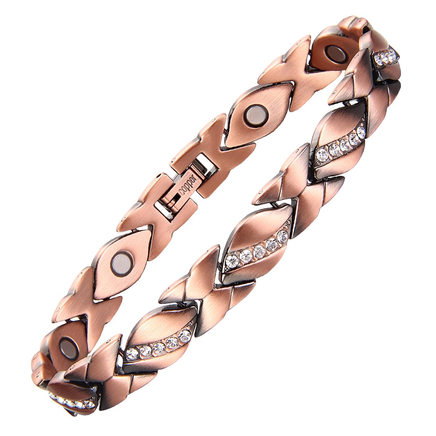 Fashtour 99.99% Pure Copper Magnetic Bracelet for Women, Heart Wire Design Adjustable Jewelry with 3800 Gauss Magnets, Elegant Gift Box