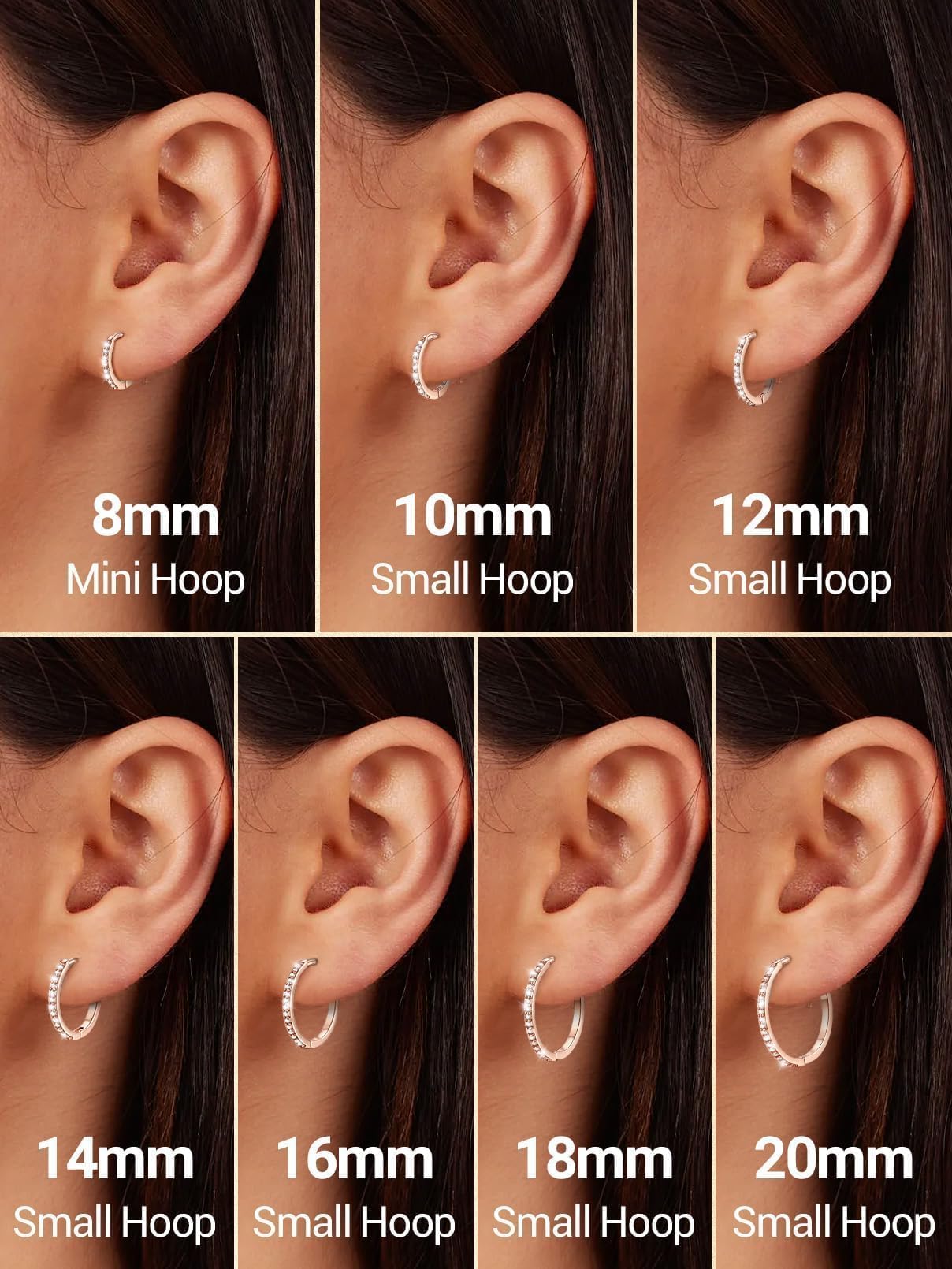 Rose Gold Hoop Earrings For Women Cubic Hoops Earring Hypoallergenic 8mm Tiny Huggie Jewelry Non Tarnish Cartilage Piercing Waterproof Ear Earings