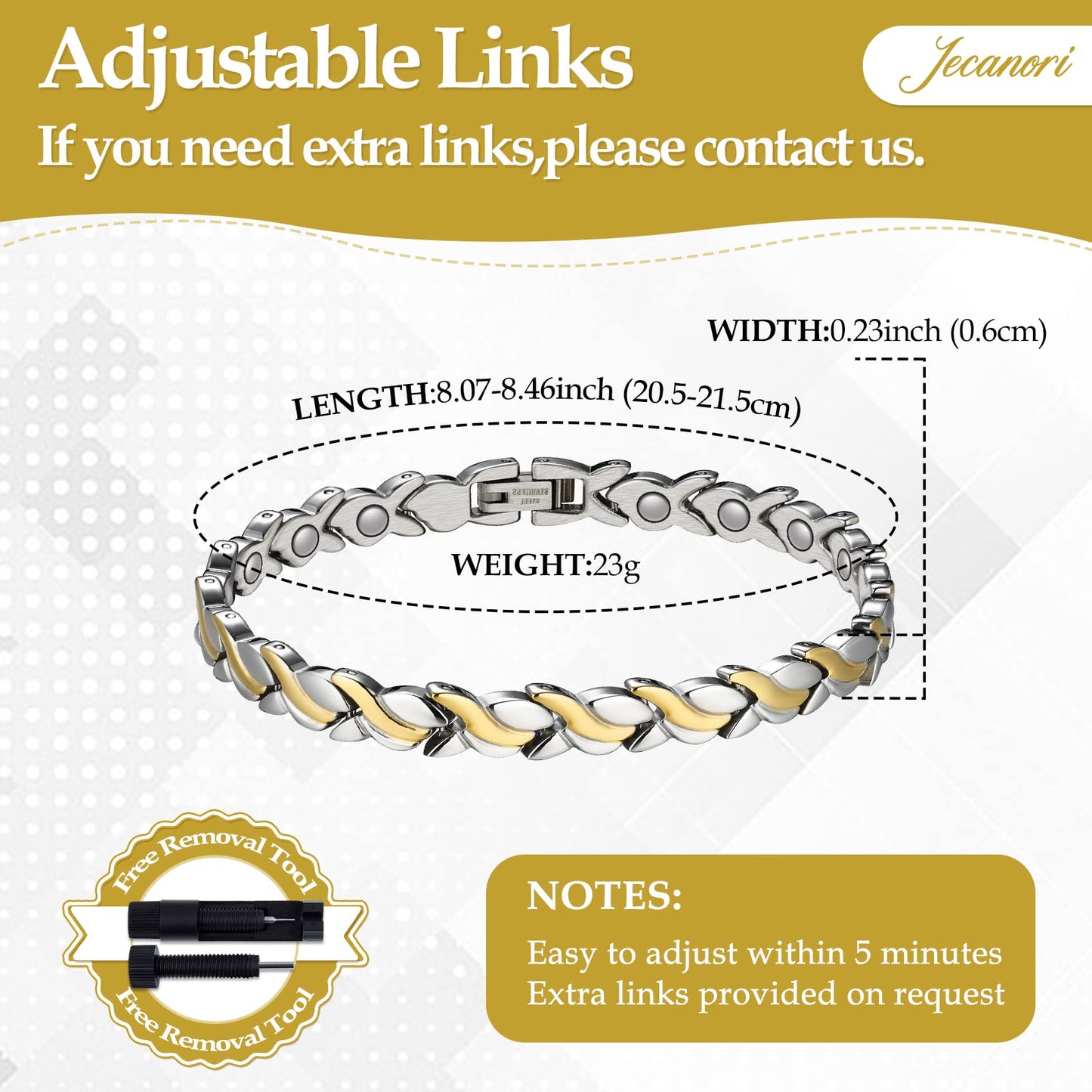 Jecanori Magnetic Bracelets for Women, Titanium Steel Wristband Brazaletes,Valentine's Day Gifts with Sizing Tool (Mermaid Series)