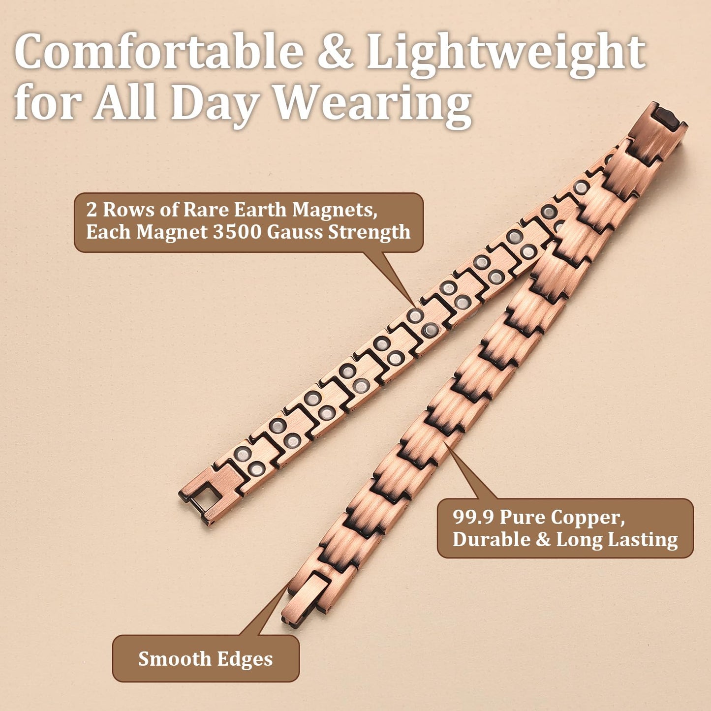 BioMag 99.9% Copper Ankle Bracelets for Women Magnetic Women's Ankle Bracelet Adjustable Copper Anklet with Sizing Tool Jewelry Gift for Her Mom Valentine's Day