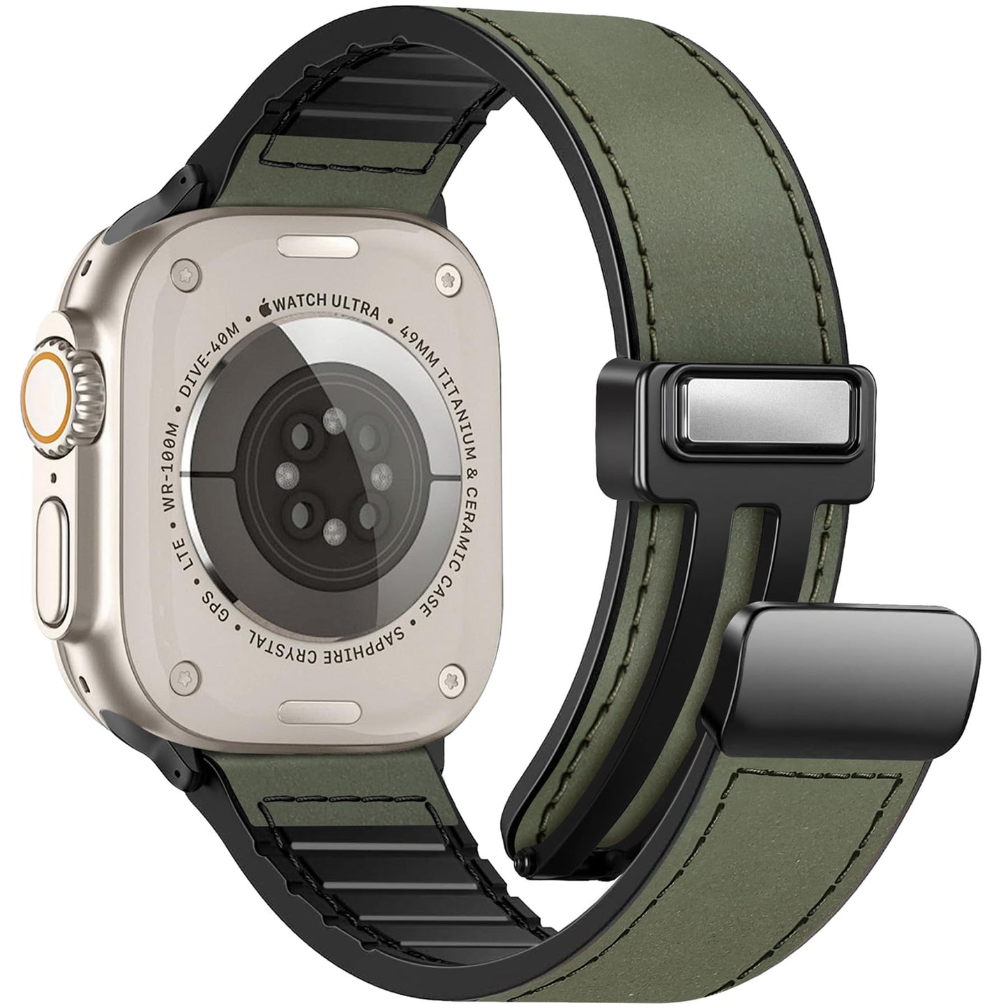 WestEagle Magnetic Leather Bands Compatible with Apple Watch 49mm 46mm 45mm 44mm 42mm(S3/2/1) for Men Women, Genuine Leather with Magnetic Buckle for iWatch Ultra1/2/3 Series SE11/10/9/8/7/6/5/4/3/2/1