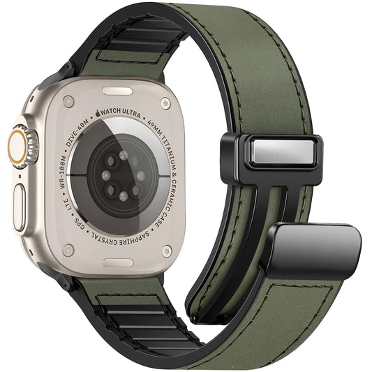 WestEagle Magnetic Leather Bands Compatible with Apple Watch 49mm 46mm 45mm 44mm 42mm(S3/2/1) for Men Women, Genuine Leather with Magnetic Buckle for iWatch Ultra1/2/3 Series SE11/10/9/8/7/6/5/4/3/2/1