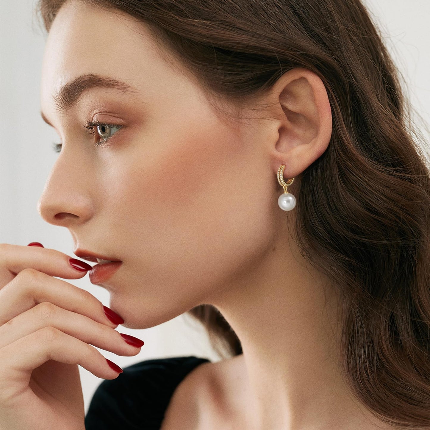 Pearl Earrings for Women 14K Gold Plated Hypoallergenic Pearl Earrings 5A Cubic Zirconia Dangle Earrings Elegant Jewelry (4-Gold)