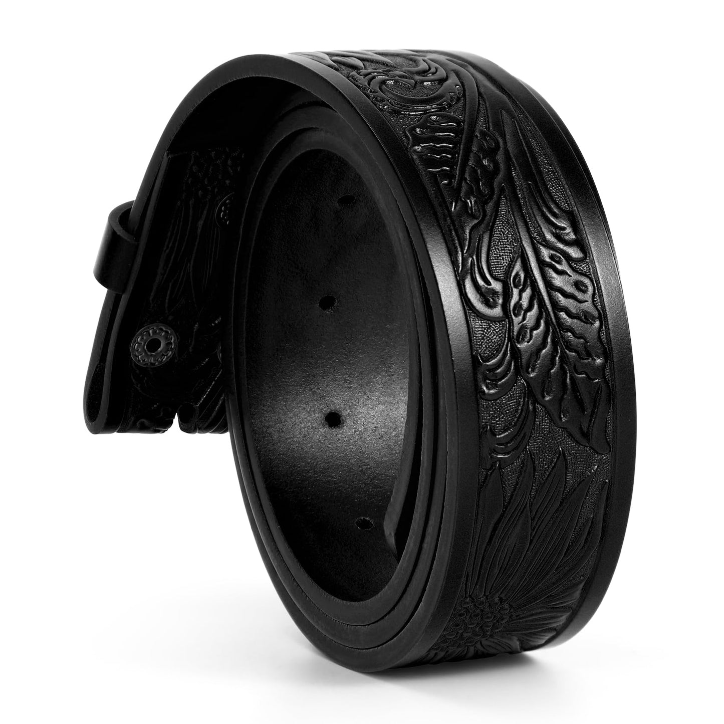 TRIWORKS Western Belt for Men without Buckle Cowboy Leather Belt Country Belt 1.5”Embossed Leather Belt Strap